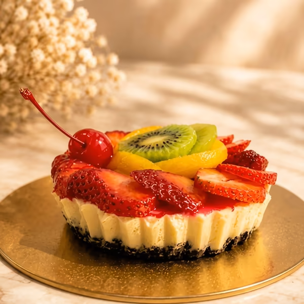 Cheesecake de frutas, uno de los postres de Pastelería Dulcita