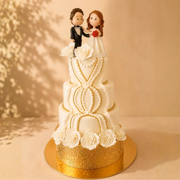 Torta de matrimonio de cinco pisos elaborada por Pastelería Dulcita en Bogotá