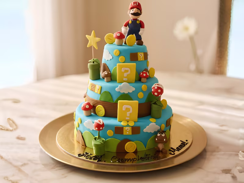 Torta para niños con motivo de Mario Bross en Bogotá — Pastelería Dulcita