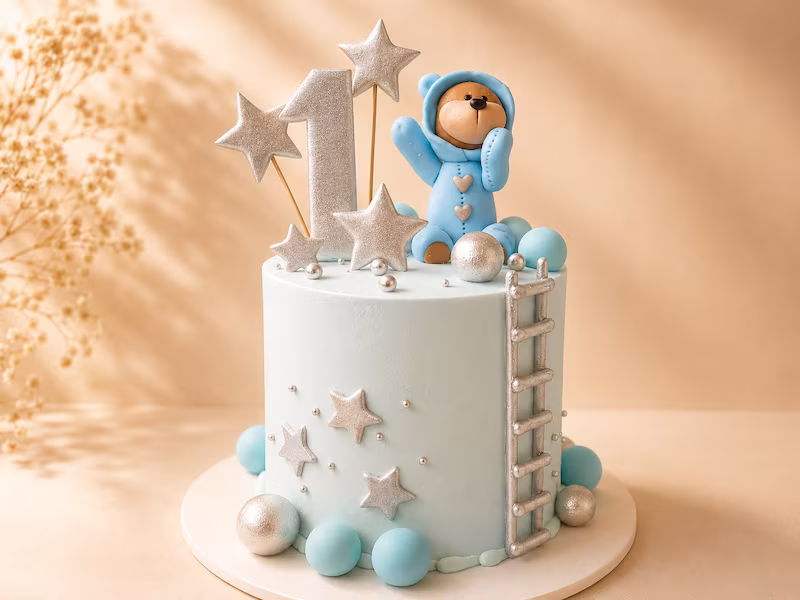 Torta de baby shower personalizada con temática de bebé en Bogotá — Pastelería Dulcita