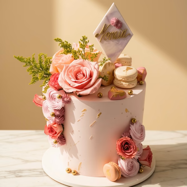 Torta floral elegante personalizada por Pastelería Dulcita en Bogotá